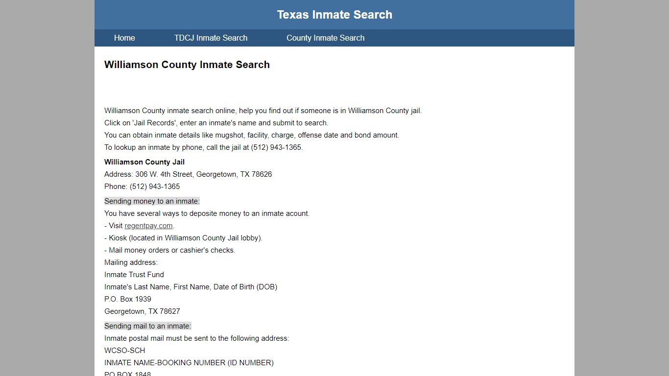 Williamson County Jail Inmate Search